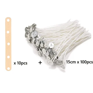 새로운 왁스 코팅 캔들 심지 세트 스탠드 원래 무연 간장 오일 짠 양초 용품 만들기, 22 15cm 110pcs