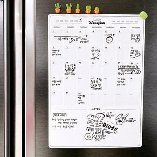 리틀허니비 이유식 화이트보드 일주일식단표 냉장고자석보드 스케줄 메모, 6. 고급 8종 보드펜