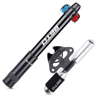 CO2 인플레이터가 장착된 미니 자전거 펌프 - 듀얼 모드 핸드 펌프/CO2 밸브 휴대용 타이어 특허받은 트윈 핏 프레스타/슈레이더, Pump + CO2 Cartridges, 1개