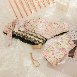 코이체 고급 자수 마감 6단 미니 암막 우양산 휴대용 진주 수납백 포함