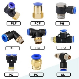 황동엘보피팅 원터치 연결 연결구 1PC PC/PCF/PL/PLF/PB/PD/PX4mm 6mm 8mm 나사형 1/8인치 1/4 3/8 1/2 공압 피팅 스트레이트 호스 파이프 퀵, PC, 10-01 (10mm-1l8)