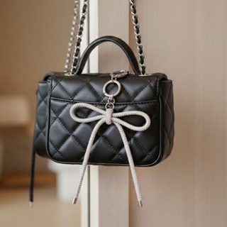 블링 스톤 큐빅 리본 백참 키홀더 열쇠고리 619, 1개, 실버