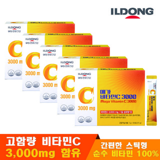 [ILDONG] 메가 비타민C 3000mg 고함량 순수 비타민C 3000, 5박스, 270g