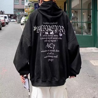 韓版潮牌連帽衛衣 秋季重磅英文字母印花寬鬆休閒