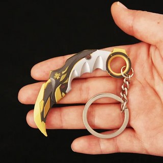 발로란트칼 발로란트 발리송 카람빗 무기 근접 리버 2.0 Karambit 칼 M4 나비 게임 주변 사무라이 검 합금 키체인 어린이 선물 장난감, [23] 8cm Champions, 1개