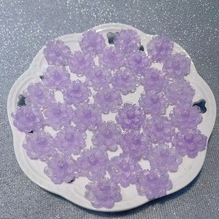 嗨購 螢火蟲懸浮冰透雙層芙蓉花【卡2.3cm】手工DIY飾品-夜光樹脂花, 淺紫（直徑23mm）, 1個