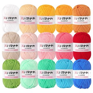 털실나라 리리아쥬 15색세트 인형 소품 뜨개실, 1세트, 오색데이즈