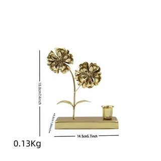 컵 모양의 꽃잎 유리 촛대 미끄럼 방지 견고한 기본 로맨틱 양초 스탠드 투명 장식, 2. Gold / A. 14.5 4.8 18.5cm, 1개