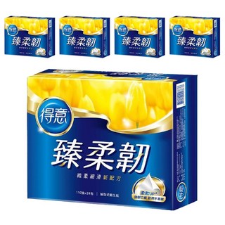 得意 臻柔韌抽取式花紋衛生紙, 緻柔細滑新配方 強韌交織 耐用不易破損 五重保證 安心使用, 24包, 5袋