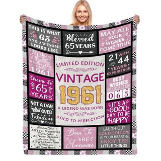 CIUGOIG 여성을 위한 90번째 생일 선물 빈티지 1935 담요 127 x 152.4cm(50 60인치) 90세 재미있는 1935년 출생 아내 엄마 할머니 자매를 선, 1960 생일-핑크