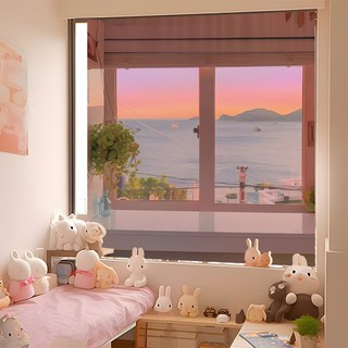 하트위스퍼 창문 풍경 패브릭 포스터 감성 인테리어 소품 감성포스터 가리개 가림천 행잉 벽꾸미기, T