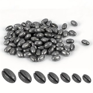 Hqzoomee낚시 봉돌 세트 케이스 제공 둥근 구멍이 있는 올리브 캐스팅 싱커 녹슬지 않는 내구성QZ10G10PCS, 1세트, 50개입