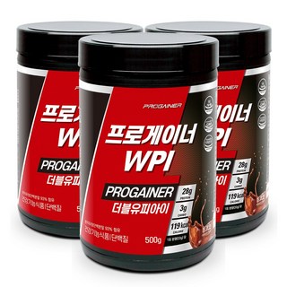 프로게이너 WPI 분리유청단백질 초코맛 아이솔레이트 단백질보충제, 3개, 500g
