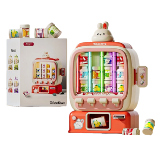 兒童飲料販賣機 飲料機 投幣機 家家酒玩具 兒童玩具 兒童禮物, 1個, 兔子款(需自備三顆三號電池)