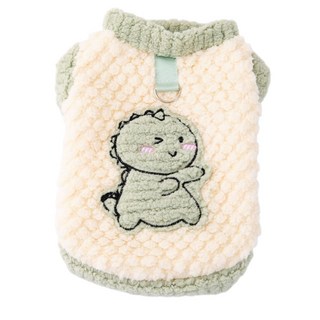 온리코 데일리 후리스 강아지 옷 공룡배색 하네스 조끼, 1개, 그린