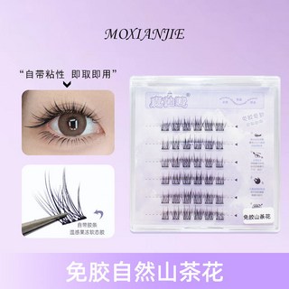 皇運之家百貨店 免膠天山雪蓮假睫毛 太陽懶人精靈自然分段單簇眼睫毛, 1個, 免膠山茶花