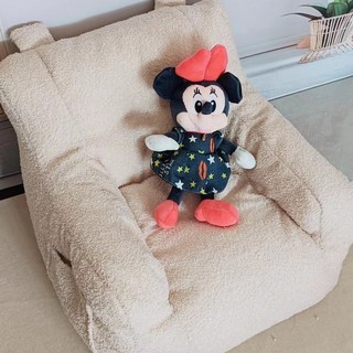 兒童小沙發 寶寶懶人卡通可愛迷你沙發, 1個, 中號棕色泰迪絨兒童小沙發EPS環保顆粒