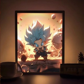 【台灣出貨】Q版七龍珠手辦燈光畫，二次元動漫周邊，質感裝飾畫，電競房氛圍燈，男生禮物, VQLZ-12,小号（15*21.3cm）铝合金框