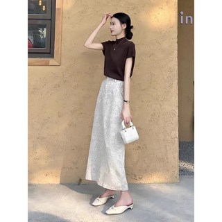 茶系穿搭一整套御姐鹽系輕熟活潑減齡半身裙兩件裝職業套裝女夏季