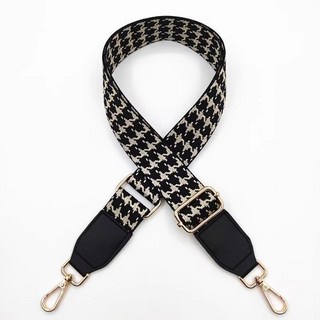 包包鏈條 包包背帶 千鳥格包帶斜挎皮包帶寬背包帶.包包鏈條斜挎包延長帶紅色背帶 長金屬背包鏈 包包鏈條配件, 黑千鳥