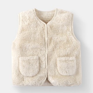 兒童柔軟保暖毛絨背心 男女童時尚坎肩上衣 暗扣設計 多色可選