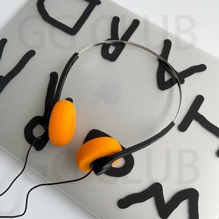 레트로 폼 온이어 헤드폰 민지 뉴진스 Retro 빈티지 헤드셋 이어폰 Y2k MP3, 주황색 type-c 어댑터, 주황색 반점