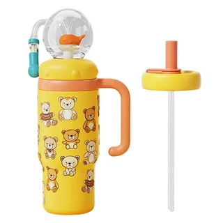 손잡이가 있는 24온스 스테인리스 스틸 고래 분수 텀블러 어린이 청소년 및 성인에게 완벽한 물컵, 08 G