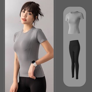 쿨쉐어 요가 필라테스 반팔 티셔츠+레깅스 2종 세트 운동복