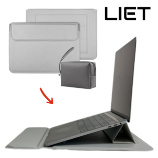 리에트 노트북 파우치 거치대 맥북 LG 그램 삼성 갤럭시북 가죽 케이스, 그레이