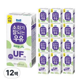 매일유업 소화가 잘되는 우유 저지방, 190ml, 12개