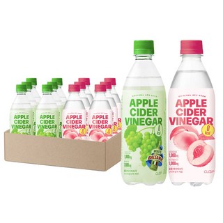 클룹 애사비소다 화이트발사믹+신비복숭아, 12개, 500ml