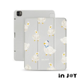 INJOY iPad 12.9/Air4/iPad 9/mini 7 黏人柯爾鴨 附筆槽平板保護套, 1個, iPad Air 11 2024