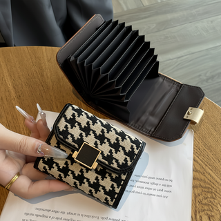 고급 하운드 체크 버클 포인트 여성 미니 지갑