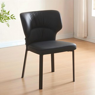 쿠리브 가정용 편안한 식당 의자 캐주얼 가죽 식탁의자, 1개, 블랙(411)