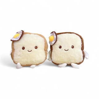 可愛吐司造型玩偶，柔軟舒適附煎蛋裝飾，居家旅行良伴, 白, 1個