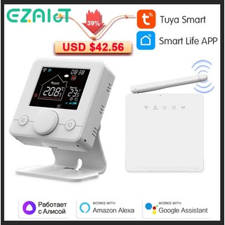 무선 온도조절기 와이파이 프로그래밍 가능 온도 실내 가스 보일러 및 음성 알렉사 구글용 스마트 RF433, 4.Hot Sale T9W Set, 1개