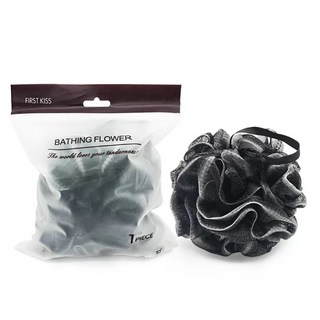 黑色竹炭纖維沐浴球 - 起泡性佳 可掛式設計, 現貨-單顆（霧面磨砂包裝）, 1個