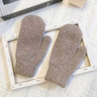 [재고 정리 세일]여성 겨울 토끼털 느낌 기모 두꺼운 방한 장갑 라이딩용 보온 벙어리 니트 장갑