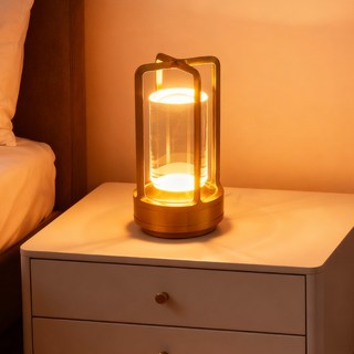 오이키 무드등 터치식 무선 수면등 야외 캠핑용 조명등, 골드