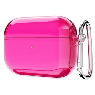 Svanove 에어팟 3 케이스 투명 하드 플라스틱 투명하고 심플하고 귀여운 에어팟 3세대 케이스 키체인 포함 여성스러운 Y2k 미적 트렌디 에어팟 커버 액세서리 여성, Airpods Pro 1, 핫 핑크