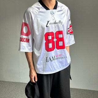 르위 오버핏 블록코어 럭비져지 짐웨어 반팔 티셔츠 유니폼 흠뻑쇼 코디