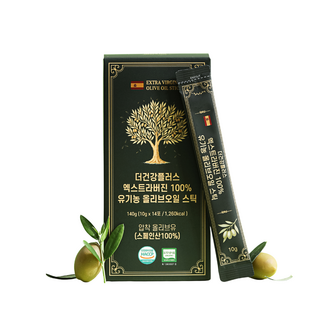 더건강플러스 엑스트라버진 100% 유기농 올리브오일 스틱, 14개, 10g