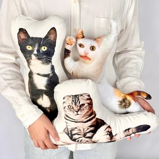 맞춤형 반려동물 사진 봉제 베개 개인화된 고양이 개 토끼 및 기타 동물 모양 생일 발렌타인데이 선물, 01 10cm, 01 Image customization