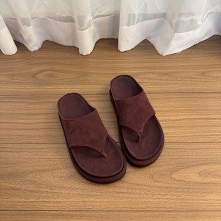 真皮夾趾人字拖 時尚百搭厚底牛皮沙灘拖鞋