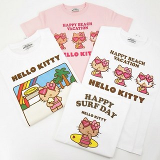 HELLO KITTY 日本限定 T恤 HAPPY BEACH DAY 日曬 衝浪 短袖上衣 - 台灣代購