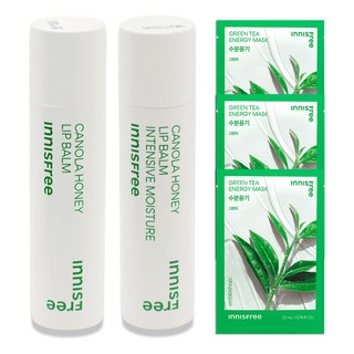 이니스프리 유채꿀 립밤-초보습 2개+(그린티마스크 3매 증정), 3.5g, 2개