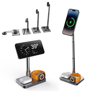 벤타론 3단 높이조절 3in1 맥세이프 아이폰 애플워치 무선충전기 거치대 스탠드, 1개, 그레이