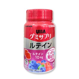 UHA味覺糖 葉黃素軟糖 藍莓莓果口味 10mg葉黃素 日本原裝進口, 1個, 葉黃素營養軟糖, 60顆