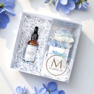 FLORAL M 法國鄉村玫瑰香氛擴香花禮盒 藍色漸變 香氛精油, 1組, 英國梨小蒼蘭