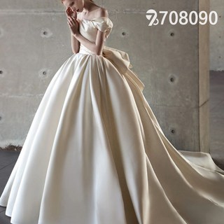 708090 프렌치 프린세스 웨딩 드레스 새틴 일자 드레이프 드레스